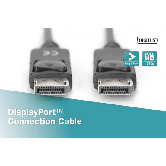 Connection Cable DisplayPort with snaps 1080p 60Hz FHD Type DP / DP M / M black 1m