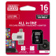 microSDHC card 16GB CL10 + adapter + reader