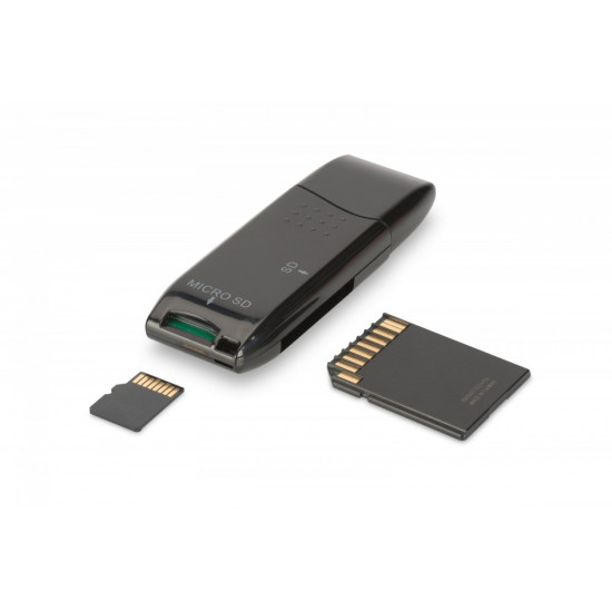 Card Reader 2-ports USB 2.0 SD/MicroSD compact black