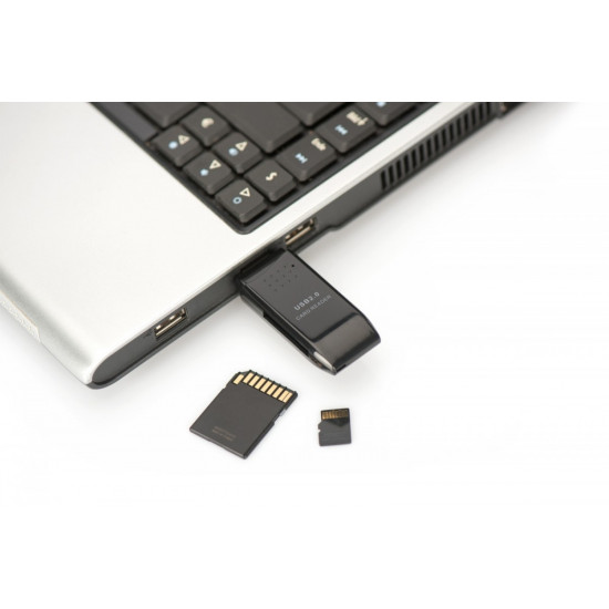 Card Reader 2-ports USB 2.0 SD/MicroSD compact black