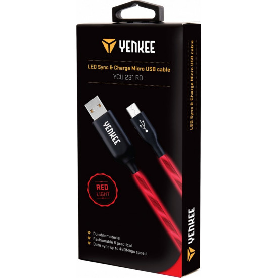 Cable YCU 231 red LED Micro USB 2.0 LED