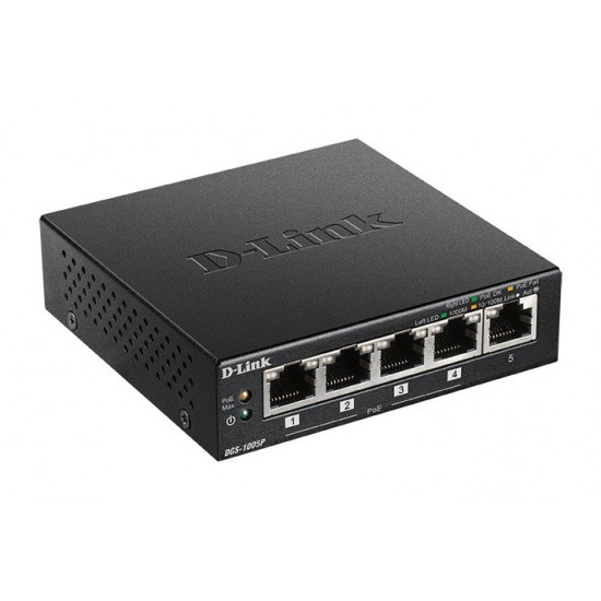 Switch DGS-1005P 5xGbE (4xPoE+ 60W)