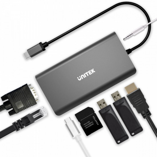 HUB 8-IN-1 USB3.1 Type-C PD 100W D1019A