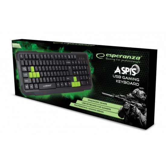 Usb gaming keyboard aspis green