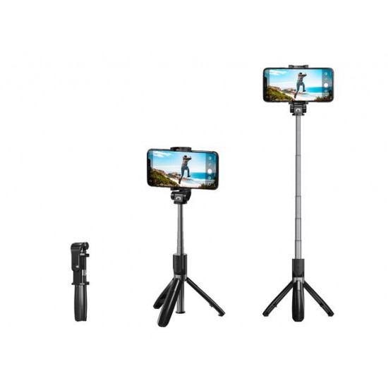 Selfie stick tripod wireless black