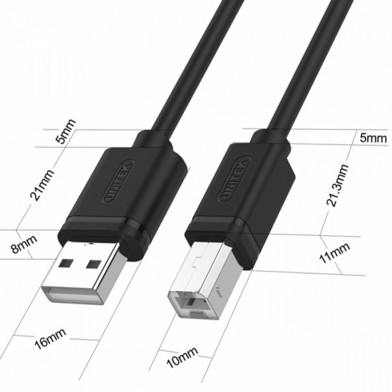 USB 2.0 CABLE AM-BM, 3M Y-C420GBK