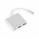 USB C type adapter silver USB C, USB A 3.0, HDMI