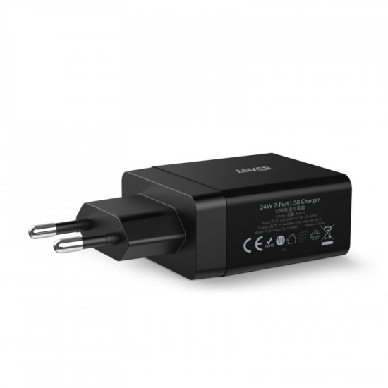 Wall charger 24W 2-Port EU Black