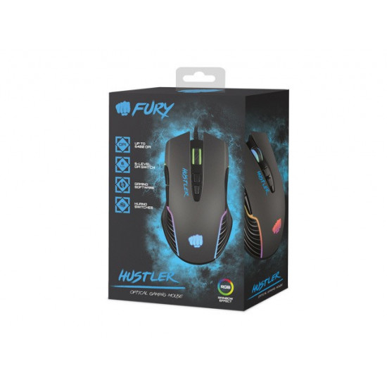 Gaming mouse Fury Hustler 6400 DPI RGB