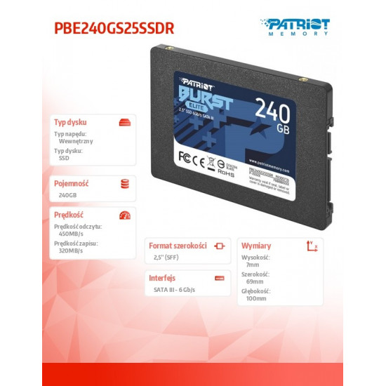 PATRIOT Burst Elite 240GB SATA 3 2.5inch SSD