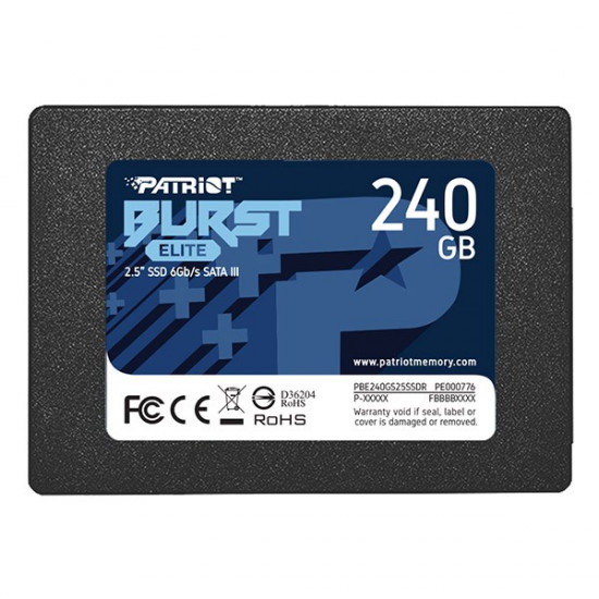 SSD|PATRIOT|Burst Elite|240GB|SATA 3.0|3D NAND|Write speed 320 MBytes/sec|Read speed 450 MBytes/sec|2,5