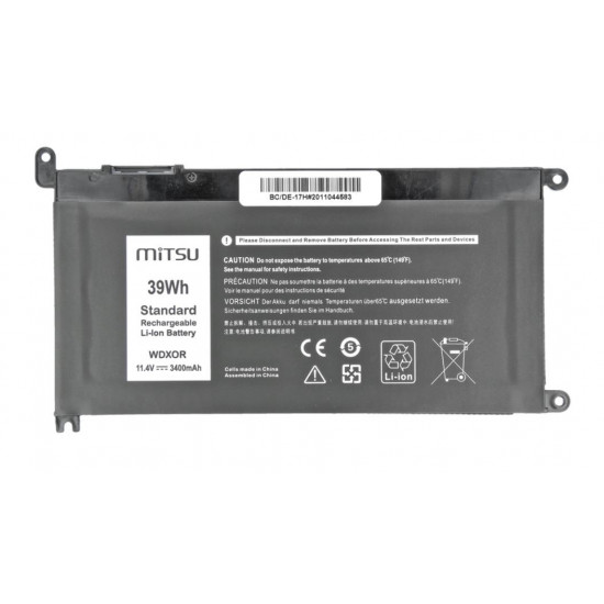 Battery for DELL Vostro 14 (5468), Inspiron 15 (5568), 3400 mAh (39Wh), 11.4 Volt