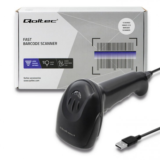 Laser barcode reader 1D, CCD, USB