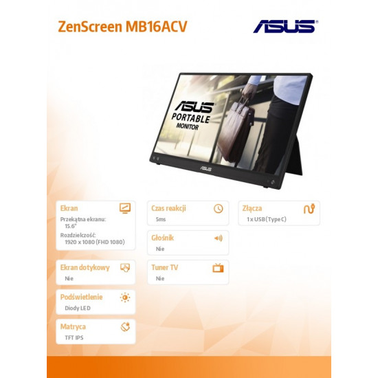 Monitor ZenScreen MB16ACV BK/5MS/EU USB-C