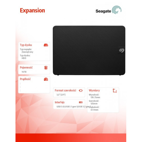 External HDD|SEAGATE|Expansion|14TB|USB 3.0|Black|STKP14000400