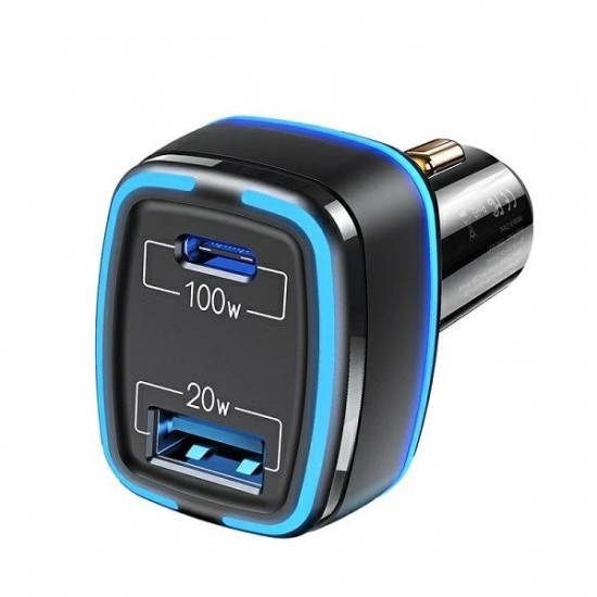 Car charger 1xUSB+1xUSB -C C24 120W Fast Charge