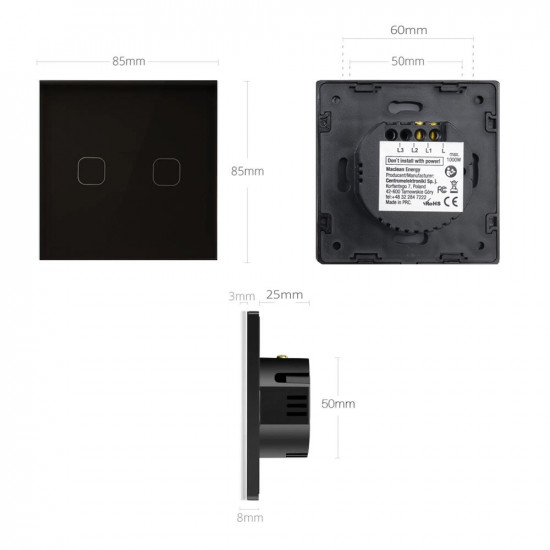 Glass Touch Light Switch Maclean MCE702W