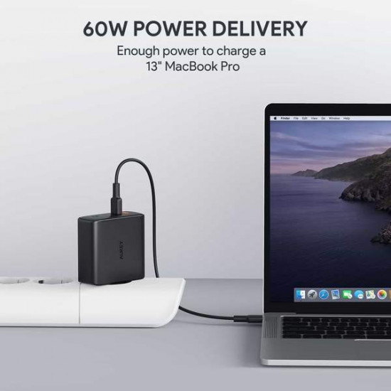 AUKEY PA-D5 ultrafast W all Charger 2xUSB C 63W