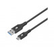 Cable USB 3.0-USB C 2m PREMIUM 3A black TPE