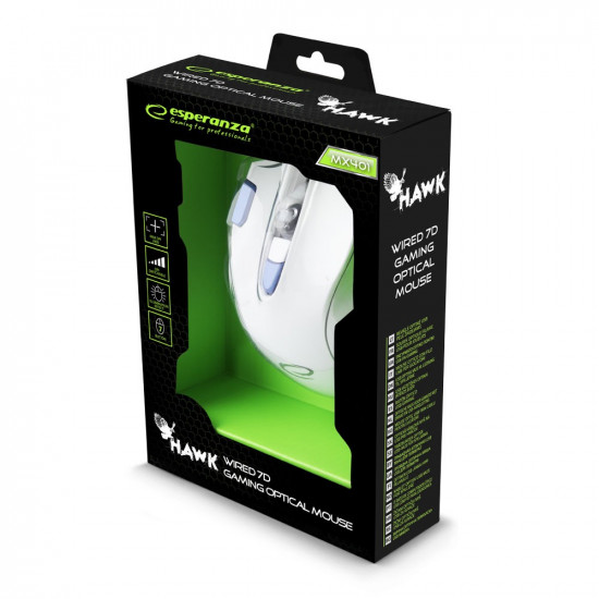 WIRED MOUSE FOR GAMERS 7D OPT. USB MX401 HAWK