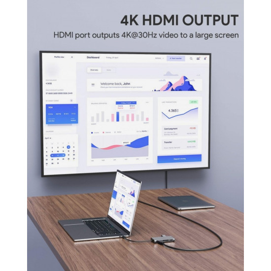 CB-C91 aluminium USB-C Hub 8in1 RJ45 Eth