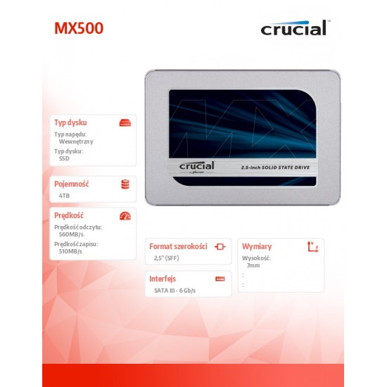 SSD 2.5inch 4TB Crucial MX500