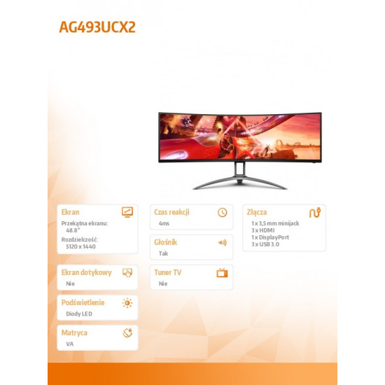 AG493UCX2 49165Hz VA Curved HDMIx3 DP