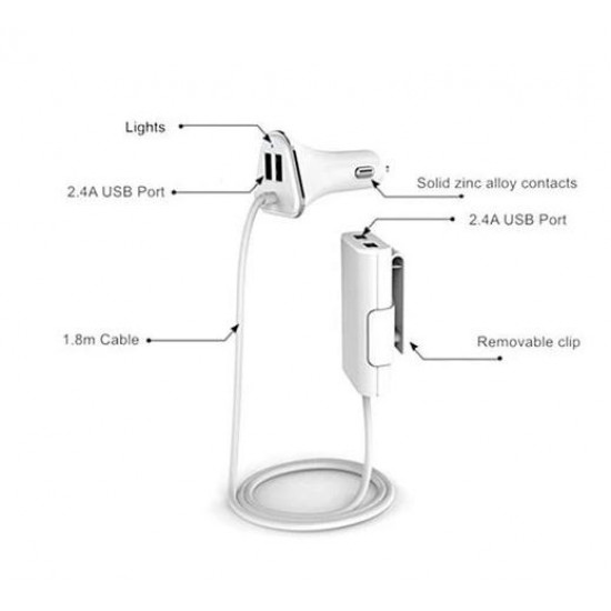 Cigarette lighter adapt er C-400 4XUSB 9,6A