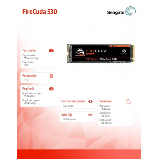 Disc SSD FireCuda 530 1TB M.2S HeatSink