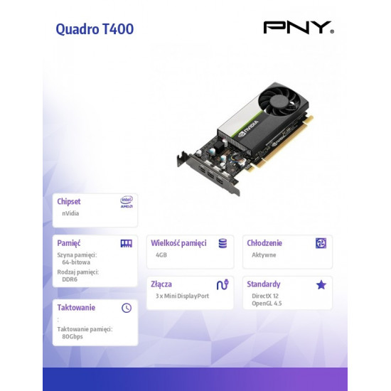 Graphics card Quadro T400 4GB DDR6 VCNT400-4GB-PB