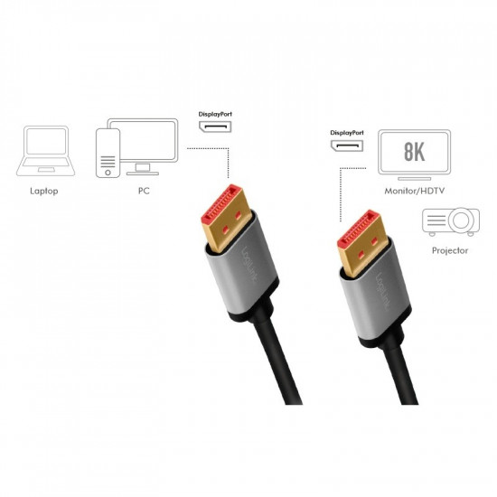 Displayport cable 8K/60 Hz,DP/M do DP/M,alu. 2m