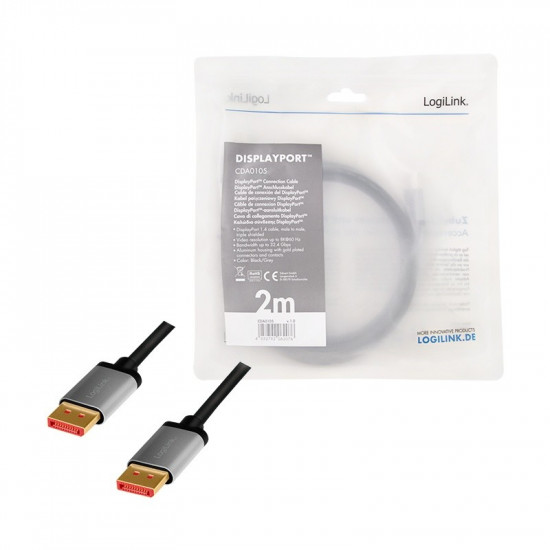 Displayport cable 8K/60 Hz,DP/M do DP/M,alu. 2m