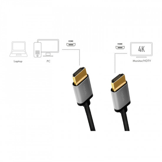 HDMI cable 4K/60Hz, alu , black, 2m