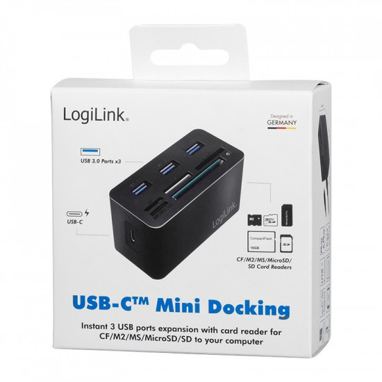 USB3.2 Gen 1 docking sta tion, 8-port, mini,blac