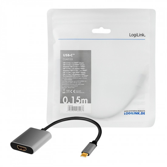 USB-C to HDMI/F adapter, 4K/60Hz, alu, 0.15m