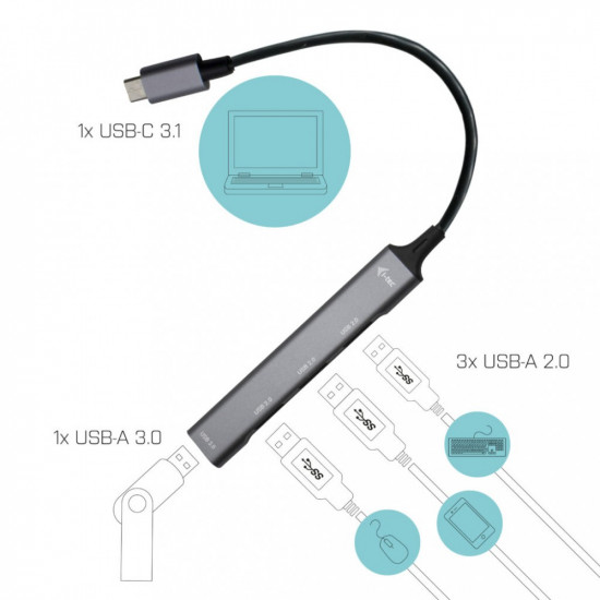 Hub USB-C 1x USB 3.0 + 3x USB 2.0 