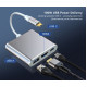 Adapter HUB USB C 3w1 - HDMI, USB, PD silver