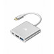 Adapter HUB USB C 3w1 - HDMI, USB, PD silver