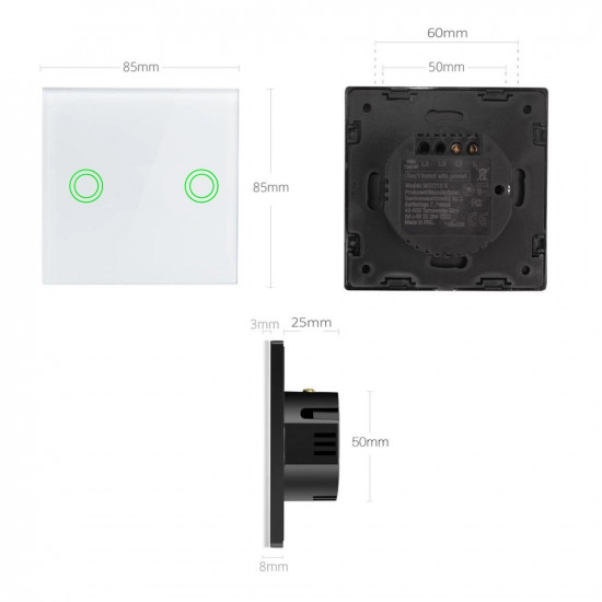 Touch light switch 2-fold MCE711W