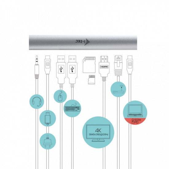 i-tec Metal Cooling Pad with USB-C Docking Stat