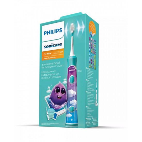 Philips Sonicare For Kids Sonic electric toothbrush HX6322/04 Built-in Bluetooth Coaching App 2 brush heads 2 modes