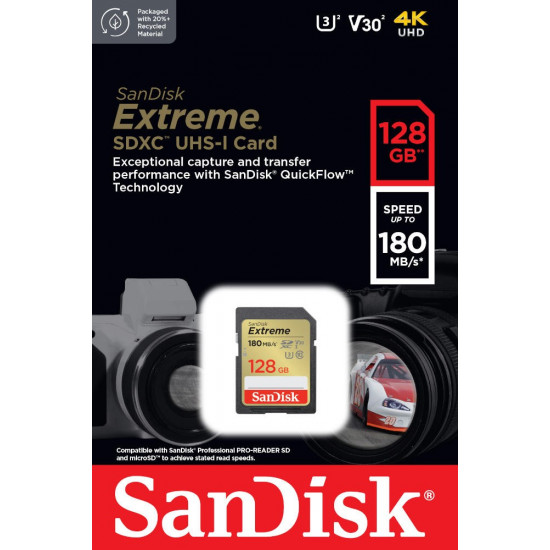 Extreme SDXC 128GB 180/90 MB/s V30 UHS-1 U