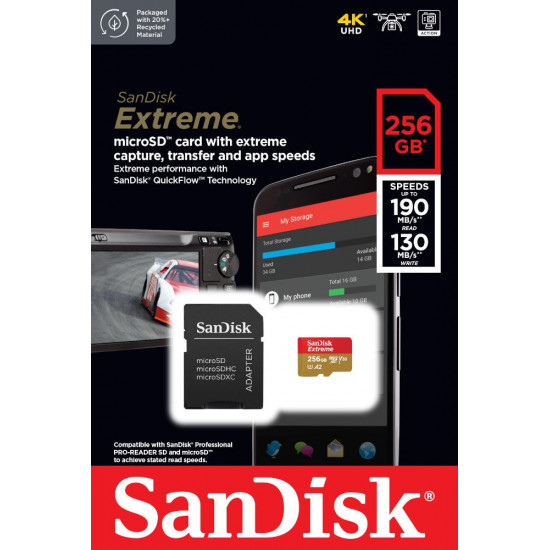 SanDisk Extreme 256 GB MicroSDXC UHS-I Class 10