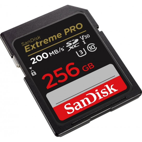 SanDisk Extreme PRO 256GB SDXC Memory Card + 2 years RescuePRO Deluxe up to 200MB/s & 140MB/s Read/Write speeds, UHS-I, Class 10, U3, V30, EAN: 619659188658