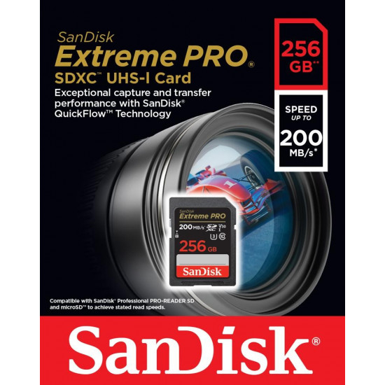 Extreme Pro SDXC 256GB 200/140 MB/s V30 UHS-I