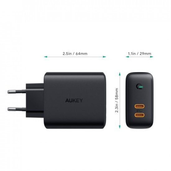 AUKEY PA-D2 Wall Charge r 2xUSB-C PD Power Deli