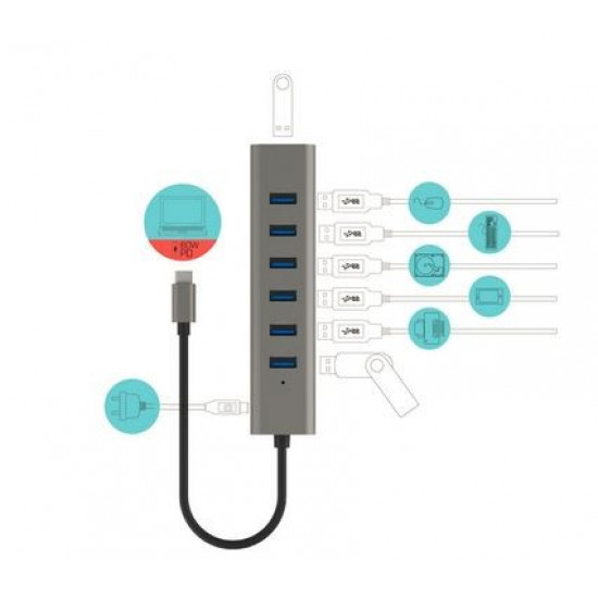 Hub USB-C Charging Metal HUB 7 Port