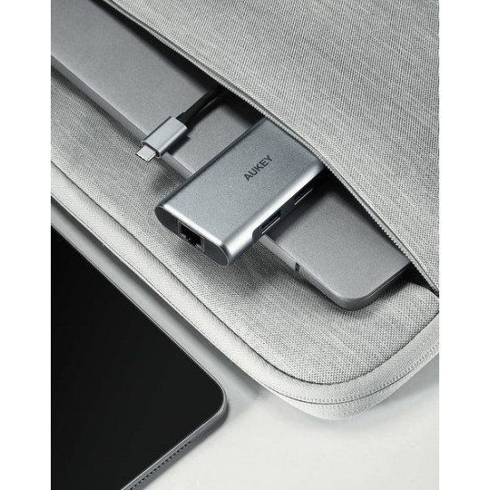 Hub USB-C CB-C75 Aluminium | 6w1 | RJ45 Ethernet 10/100/1000Mbps | 3xUSB 3.1 | HDMI 4k@30Hz | USB-C Power Delivery 100W