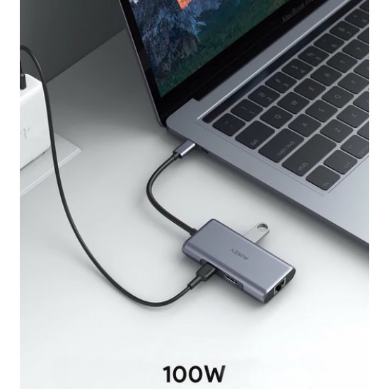 Hub USB-C CB-C75 Aluminium | 6w1 | RJ45 Ethernet 10/100/1000Mbps | 3xUSB 3.1 | HDMI 4k@30Hz | USB-C Power Delivery 100W