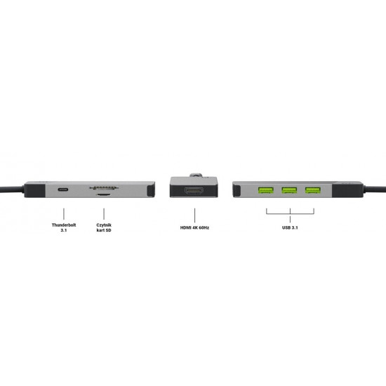 Hub adapter USB-C Connect 3xUSB 3.1 HDMI 4K 60Hz USB-C PD 85W